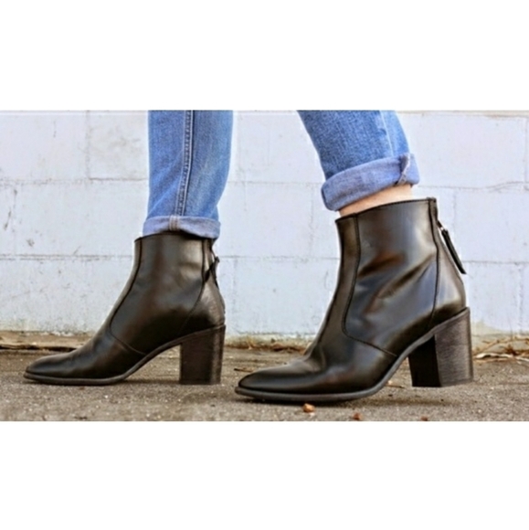 🌸 Madewell | Leather Ankle Heel Boots‎ 9 - Picture 2 of 13